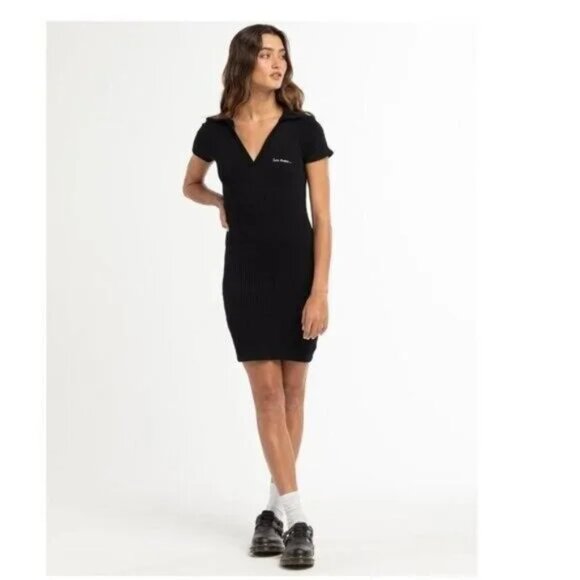 Iets Frans Dresses & Skirts - Urban Outfitters Ribbed Knit Polo Dress Black M  iets frans Dress